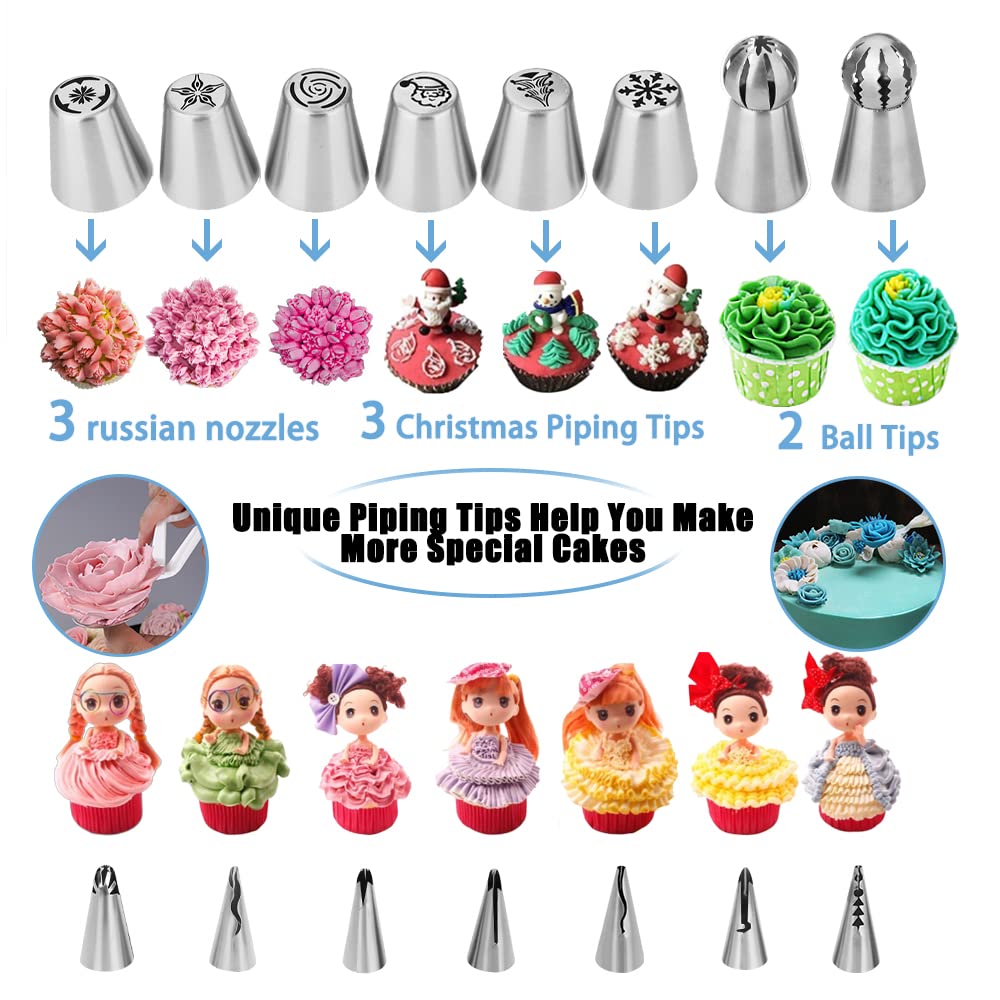 Cake Decorating Kit,635 Pcs Decorating Supplies With 3 Springform Pan Sets Icing Nozzles Rotating Turntable Cake Topper Piping Bags Carrier Holder,Cake Baking Set Tools