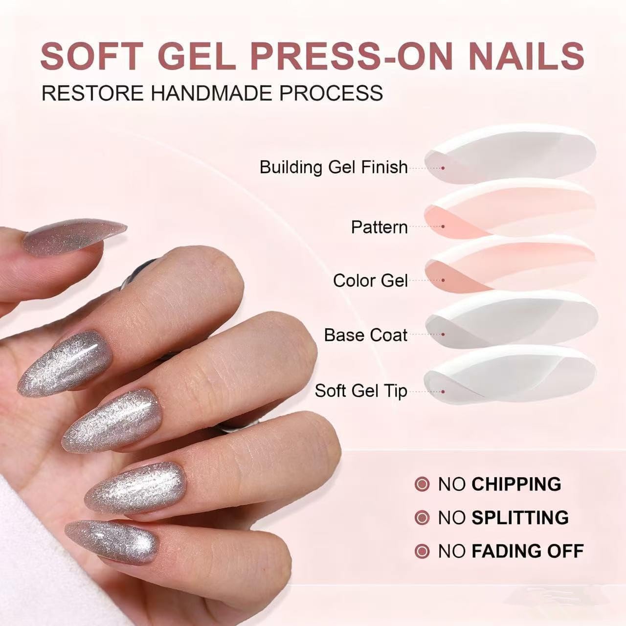 Nude Polka Dot Short Almond Press on Nails, Glitter Dots Gel Fake Nails Kit with Glue, Reusable 32Pcs & 16 Sizes for Women, Parties, Daily Wear