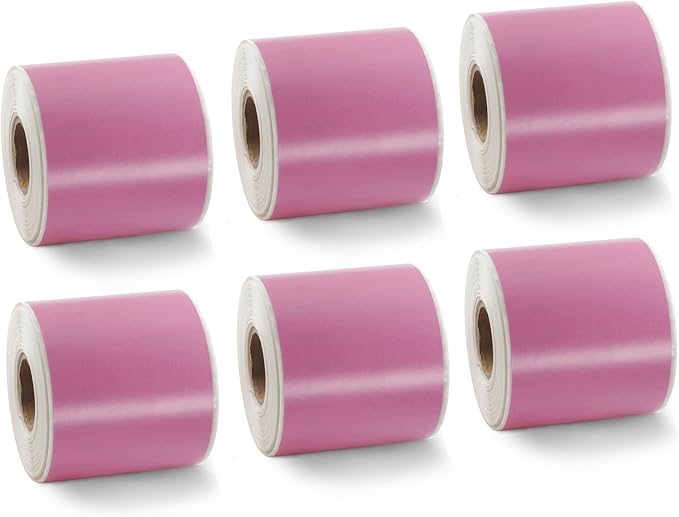 BETCKEY Colored Labels Compatible with Dymo 99019 (2-5/16" x 7-1/2") for Files, Folder and Binders, Compatible for Dymo LabelWriter Thermal 450, 4XL & Zebra Printers [6 Rolls, 900 Labels, Pink]
