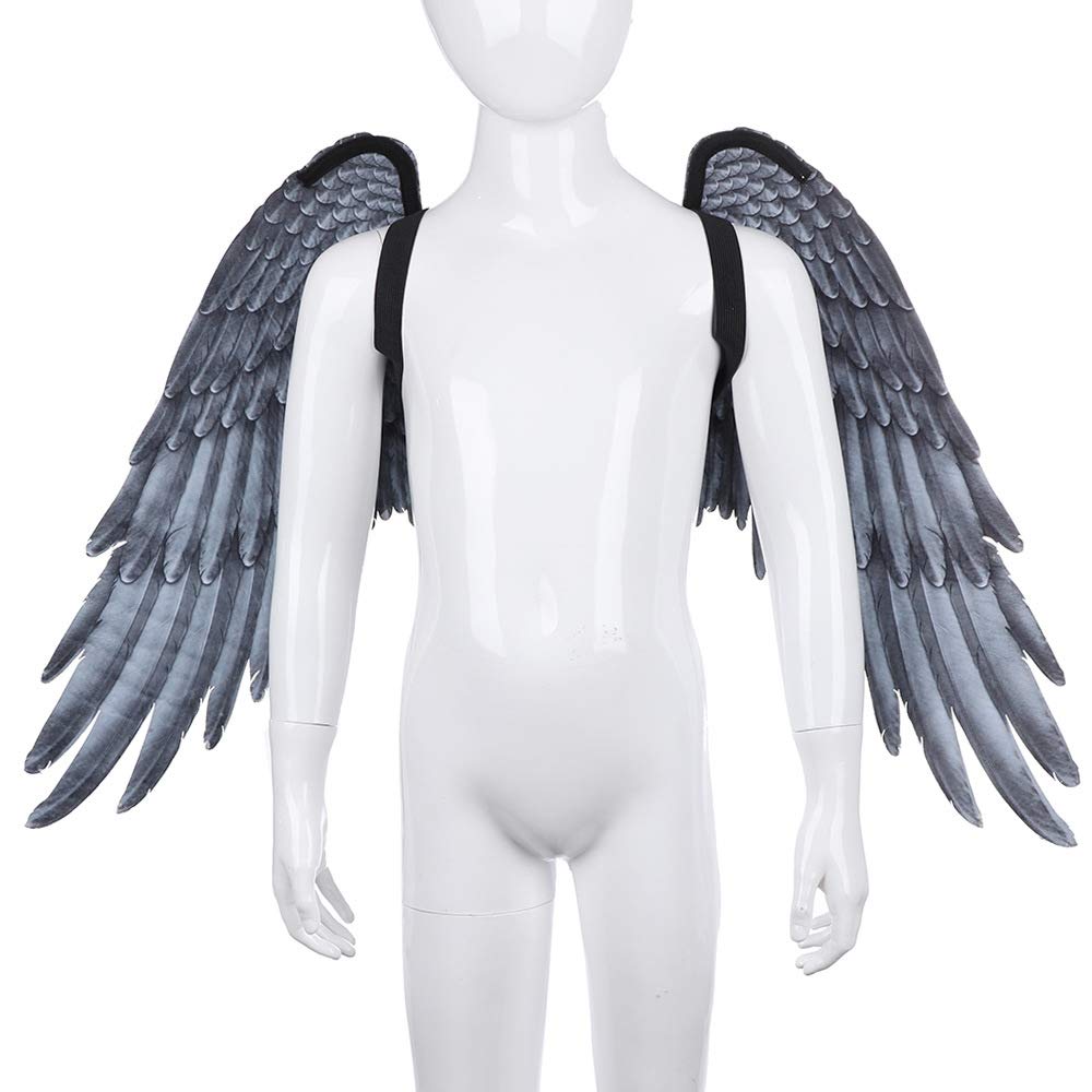 Himine Non-Woven Fabric Festive Party Angel Wings Suitable for Child Decorative Wings (Black)