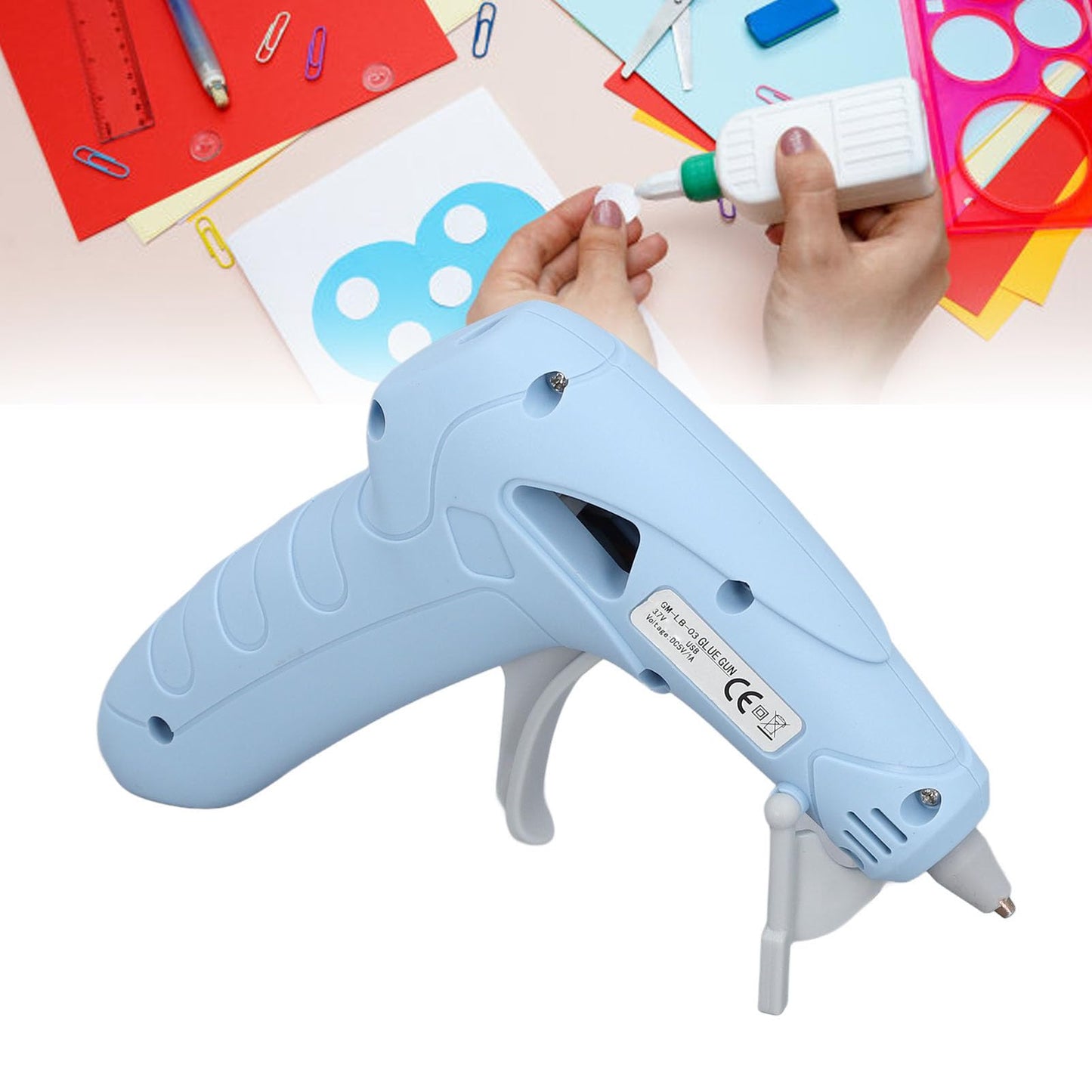Cordless Hot Glue Gun, USB Rechargeable, Fast Preheating, Kit with 30 Glue Sticks, Portable, for Art and Decorations