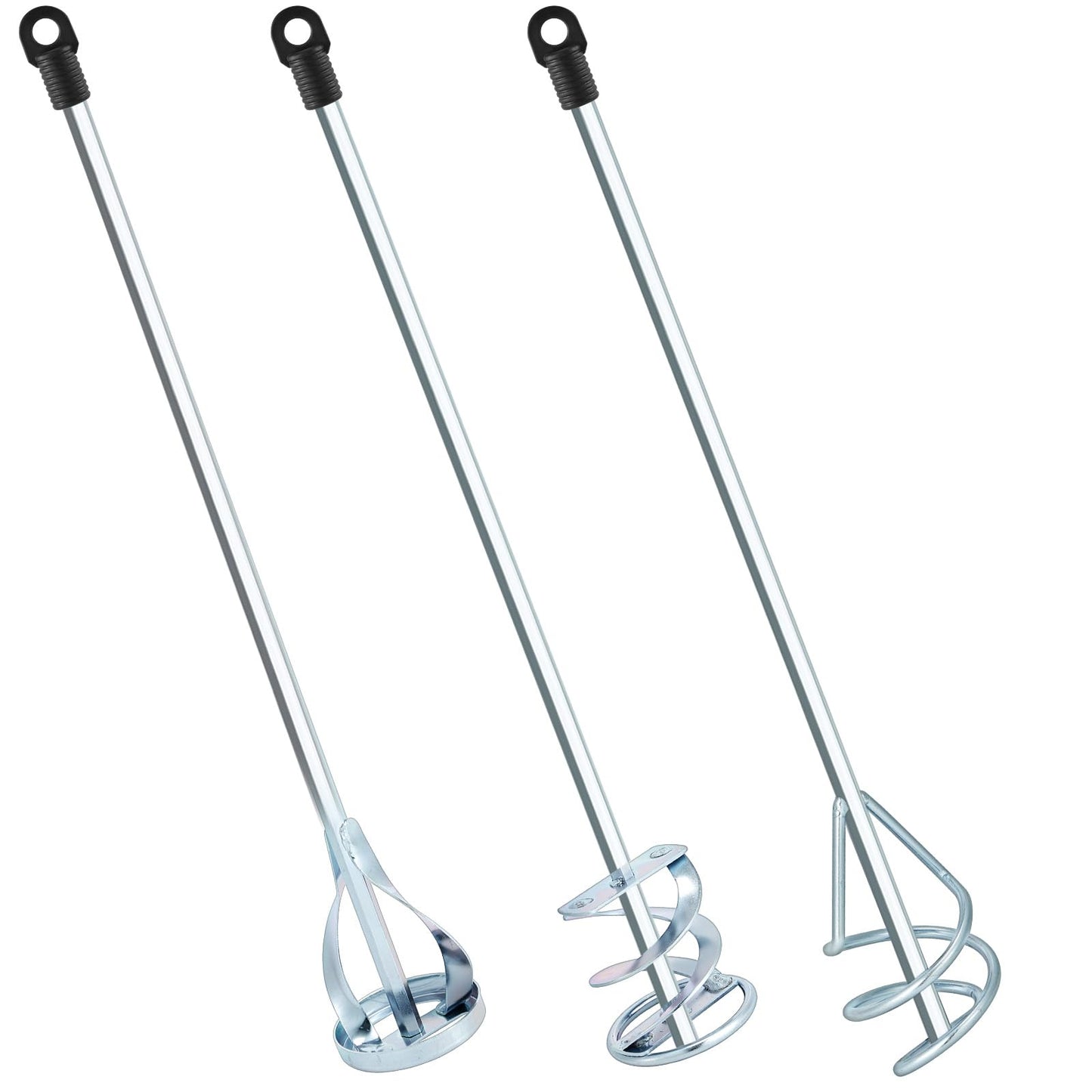 MorningRo Set of 3 Paint Mixer for Drill Epoxy Resin, Mud, Cement Blades, Paint Stirrer, 15.7" Mixing Paddles and 2.3" Mixing Impeller(White Zinc)