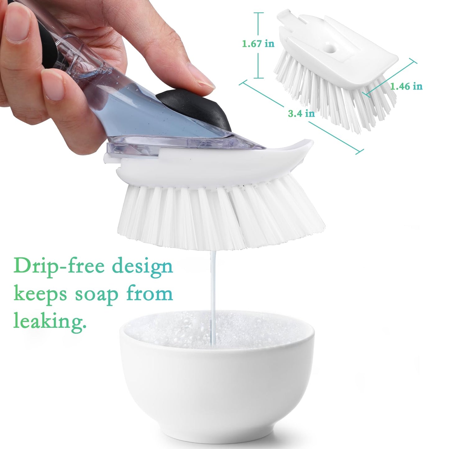 New Brush Refills for OXO New Soap Dispensing Dish Brush - 8 Pack Dish Brush Cleaning Soap Dispensing Head Replacement for Scrubber