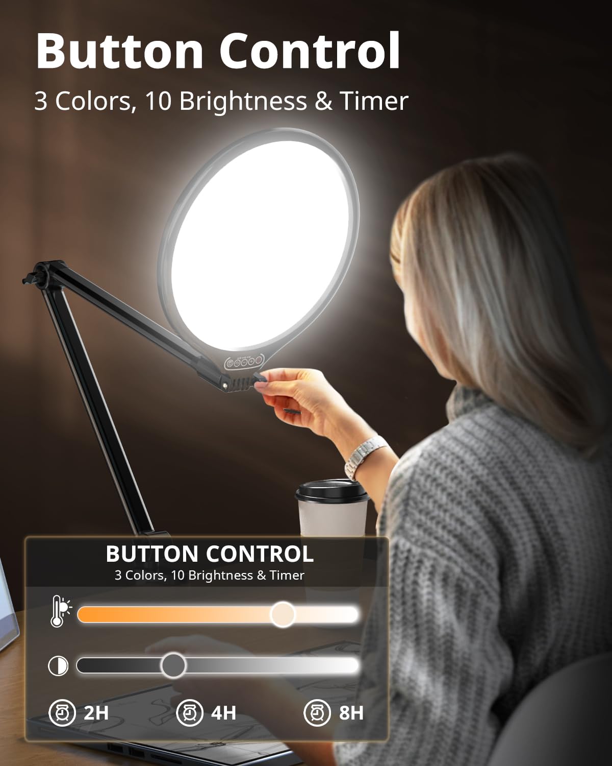 UBeesize 10" Key Light for Streaming, Desk Ring Light with Adjustable Arm, Zoom Lighting for Home Office, Gaming, Podcast, Video Calls, and Recording