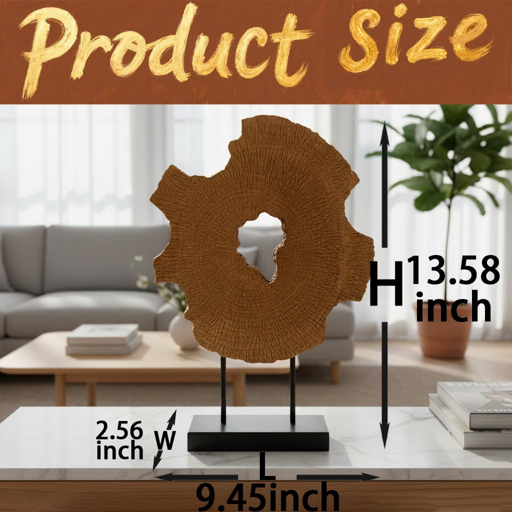 LAIKEARTS Modern Abstract Decorative Sculpture, Dining Living Room Desk Decor,Geometric Home Decor Statues,Shelf Top Decor Aesthetics, Wood Grain