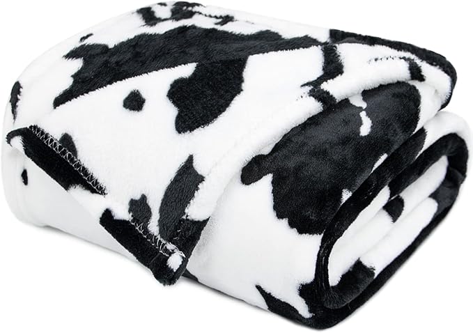 Cow Print Throw Blanket Twin Size - Soft Plush Lightweight Fleece Twin Bed Blanket for Bedroom Livingroom Decor 60x80 Inch