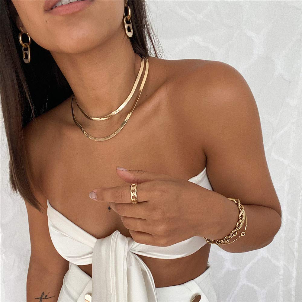 Turandoss Layered Evil Eye Necklace for Women, Layered Snake Evil Eye Necklace Layering Evil Eye Link Chain Necklaces for Women