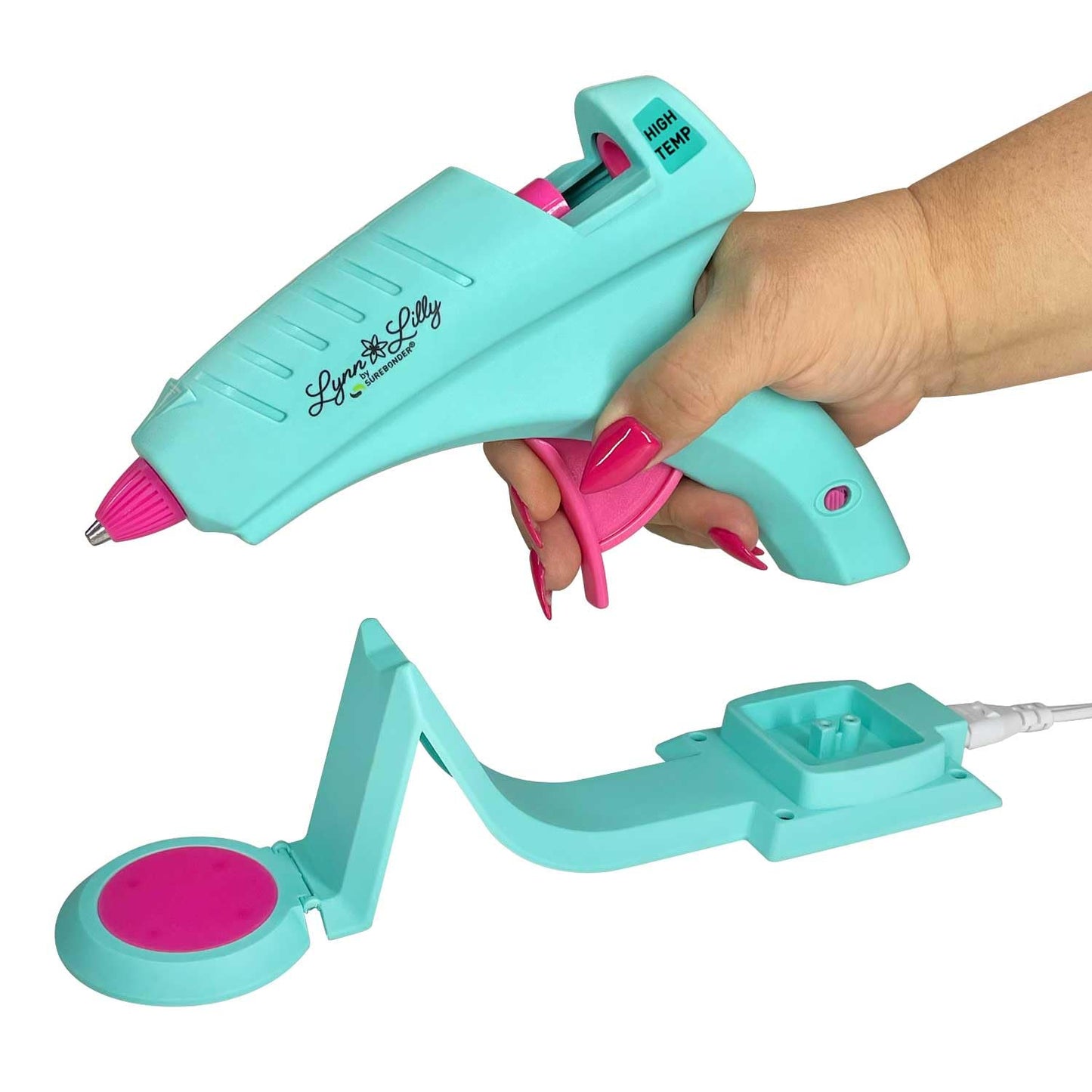 Surebonder Lynn Lilly Edition Cordless/Corded Full Size Hot Glue Gun Kit with All Purpose Hot Glue Roll and Tough High Strength Glue Sticks - Blue
