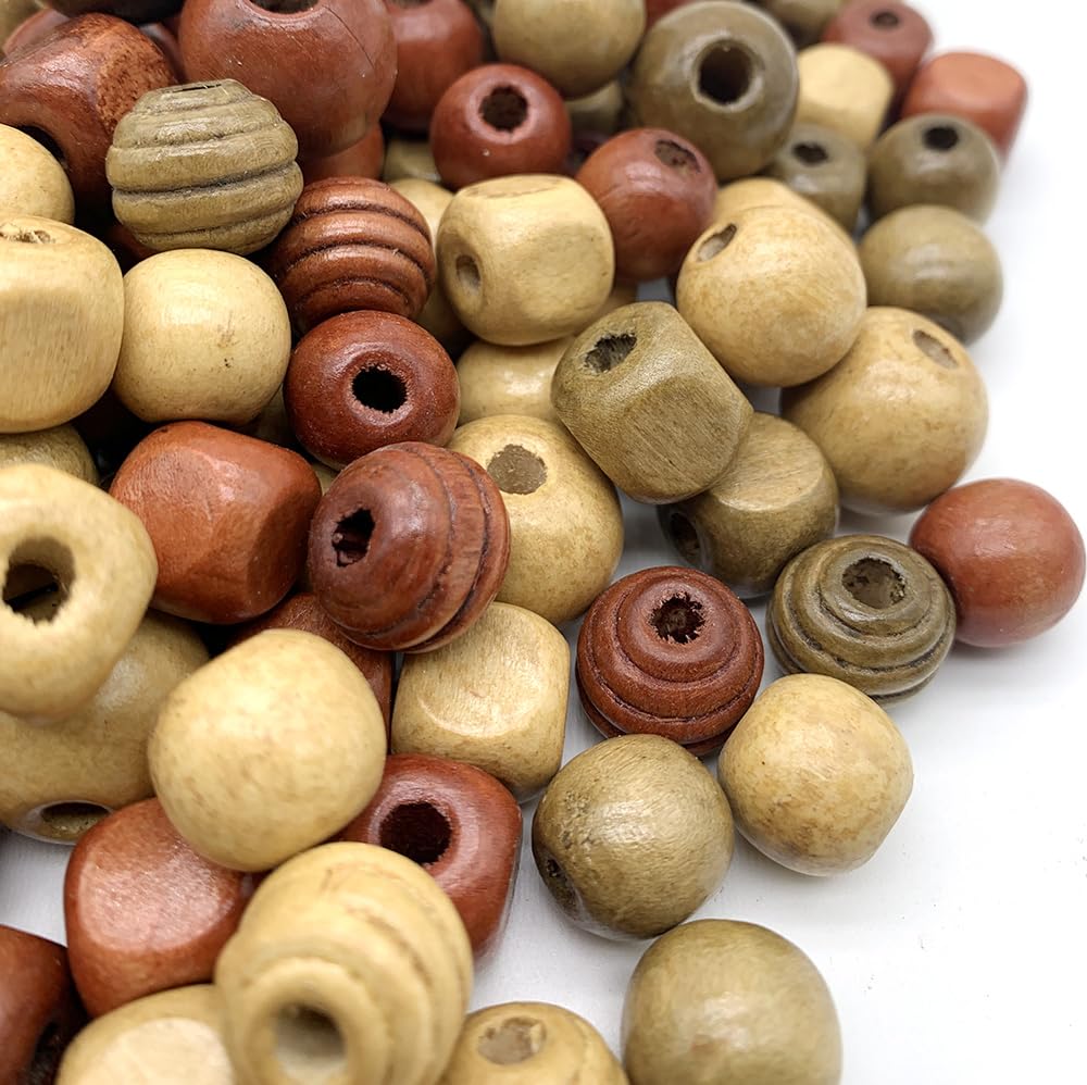 520pcs Wooden Beads for Jewelry Making Adults, Assorted Wood Beads for Jewelry Bracelets Necklace Earring Making DIY Craft Project