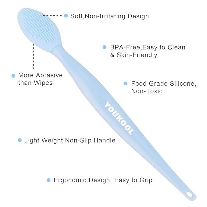 Lip Scrub Brush,Double-Sided Silicone Exfoliating Lip Brush Tool for Smoother and Fuller Lip Appearance,Blue,2pcs