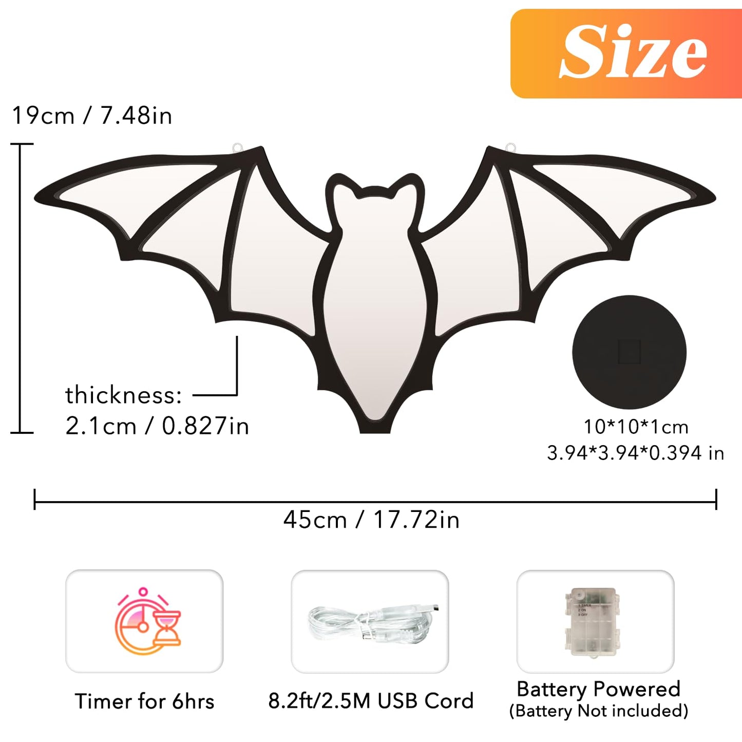 beatineon Bat Neon Signs,3D Infinity Mirror Light for Table/Wall Art Decor,Halloween Neon Lights Decoration USB/Battery Powered Led Neon Sign for Halloween Wall Decor, Bedroom, Kids Gift, Bar, Party