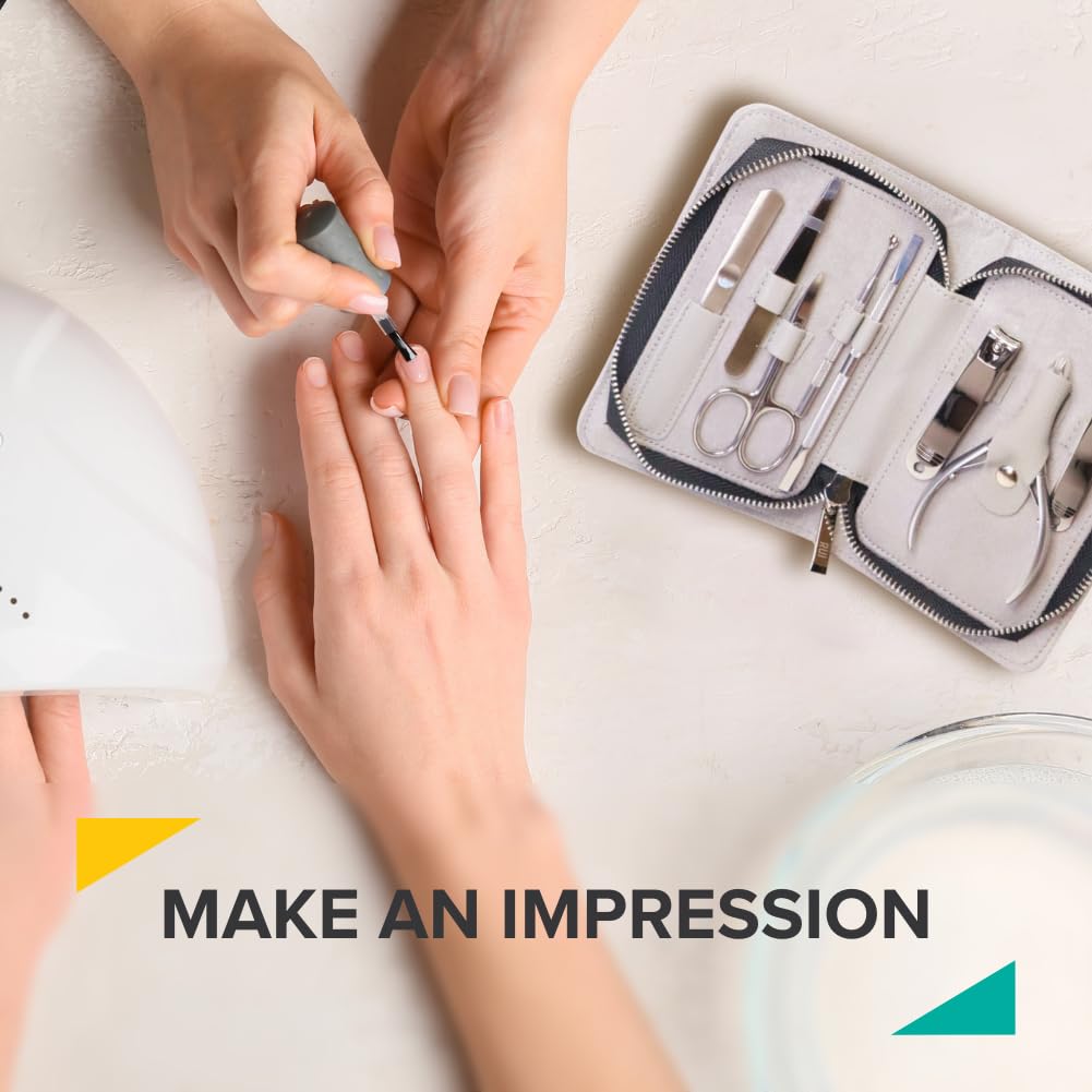 Rui Smiths Pro Stainless Steel 8-Piece Manicure Kit For Home And Salon With Professional Precision Cuticle Nipper And Metal Pusher Style No. 105
