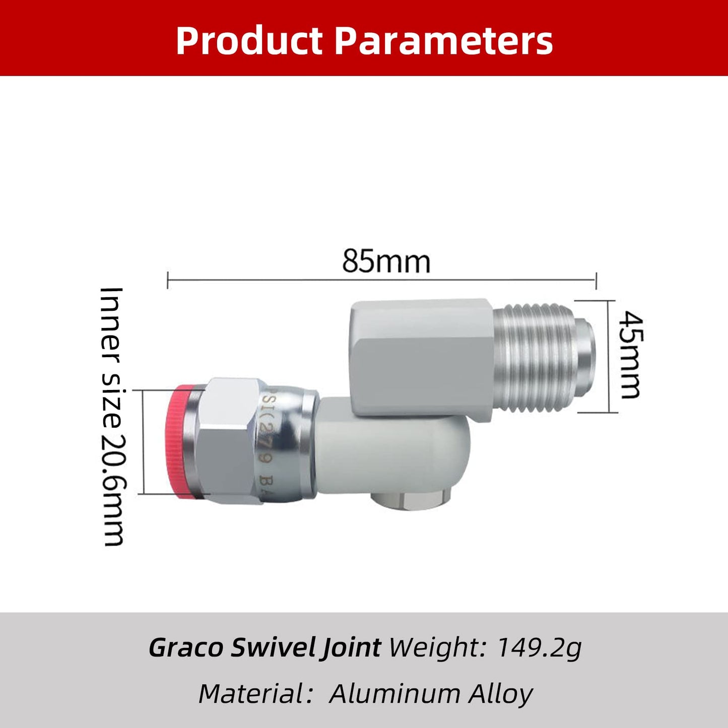 Airless Paint Spray Gun Swivel Joint Compatible with Graco 287036 7/8 Inch Thread 180 Degree Rotation