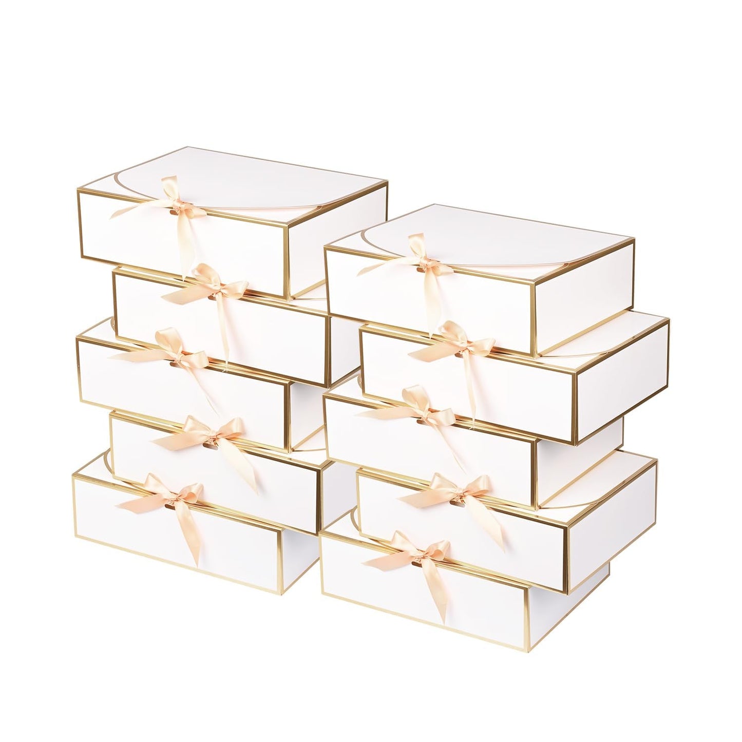 10 Pack Large Gift Boxes with Lids, 12.6x9.8x3.1 Inch Bridesmaid Proposal Box, White Gift Boxes for Presents, Wedding, Graduation, Birthday Party