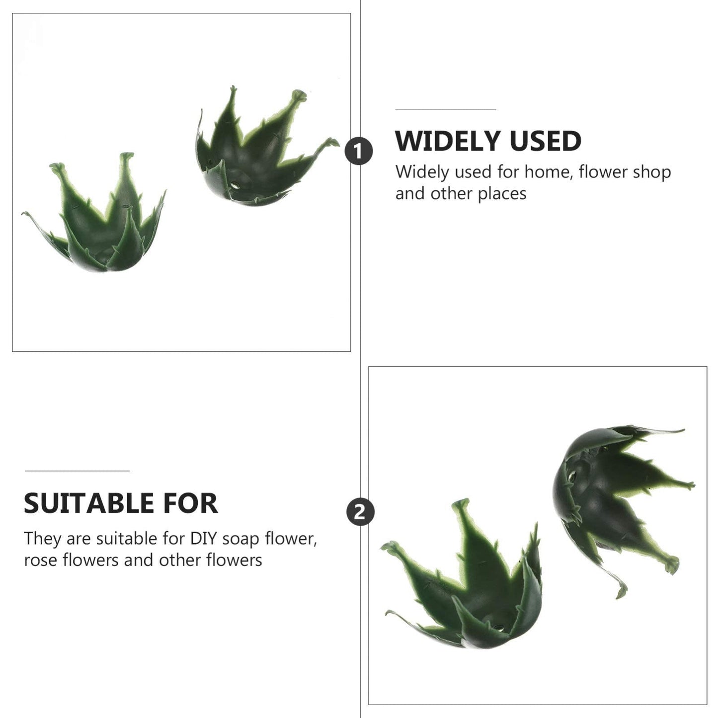 EXCEART 50Pcs Simulated Flower Calyxes 1.77 Inch Artificial Flower Receptacles for DIY Soap Flowers Rose Crafts Green Plastic Holders for Wedding Home Decor