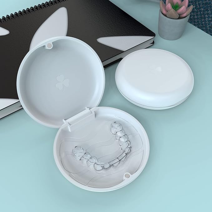 (2 Pack) Retainer Case,Solid Orthodontic Retainer Case-White