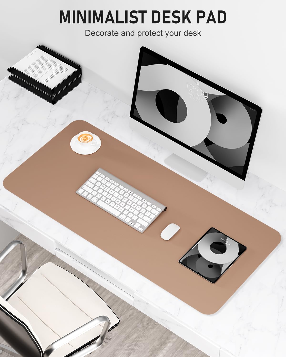 Niniubye Desk Pad, 35.5" x 17" PU Leather Non-Slip Desk Mat Large Mouse Pad for Desktop, Waterproof Laptop Computer Writing Mat for Office, Home, Work, Gaming, Champagne Gold