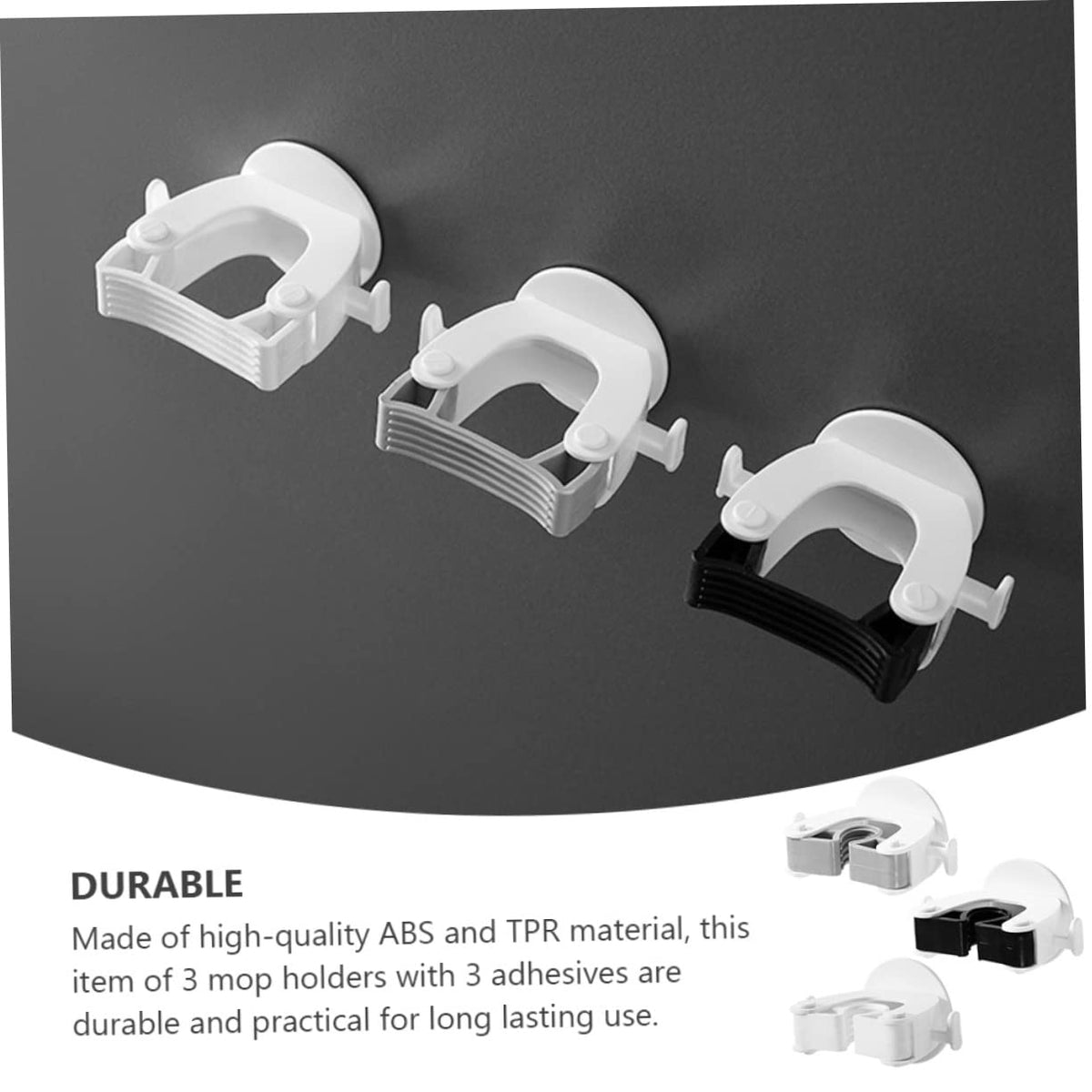 3pcs Wall Mounted Broom Holder Heavy Duty Mop Organizer