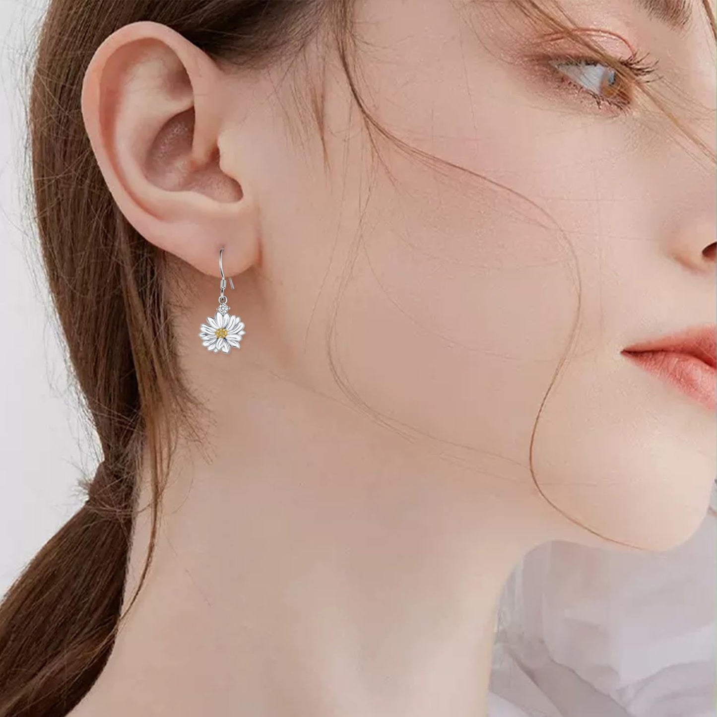 Daisy Earrings 925 Sterling Silver Flower Earrings Daisy Jewelry Gifts for Women