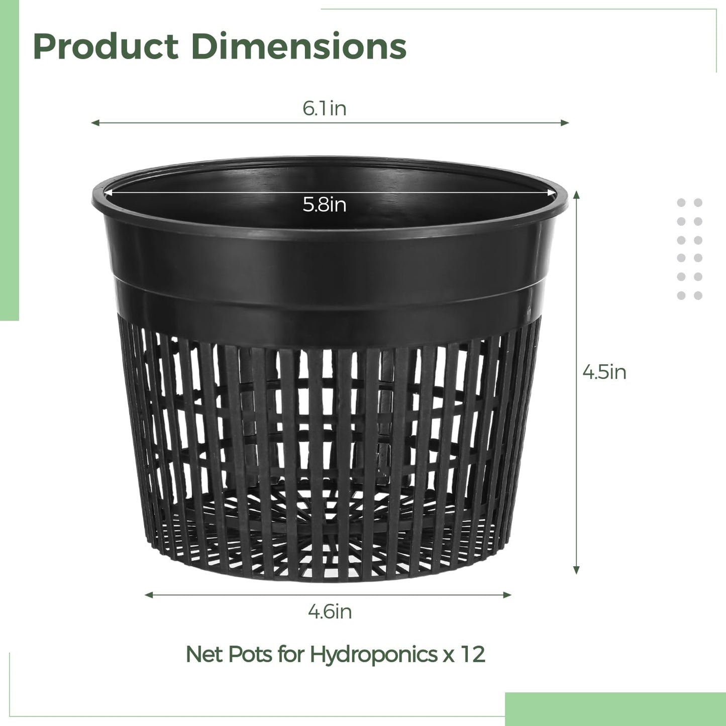 ZALIR 12 Pcs Net Pots for Hydroponics 6In - Plastic Root Control Pots with Drainage Holes, Ideal for Lily Plants, Lightweight and Stackable Design for Efficient Growth