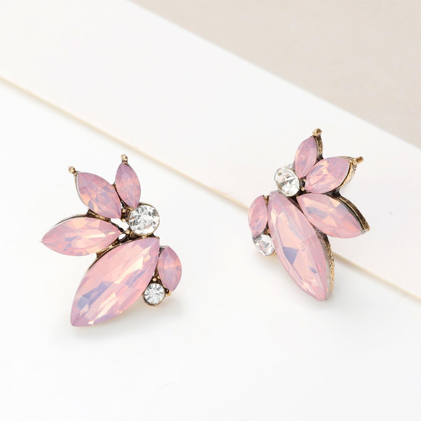 Light Pink Earring for Women Sparkly Rhinestone Drop Earrings for Wedding Faux Crystal Earring Studs