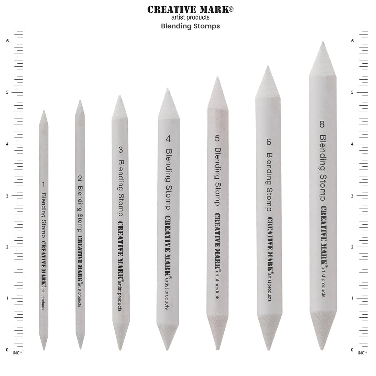 Creative Mark Blending Stumps - Solid Double-Ended Blending Stumps for Blending Charcoal, Pencils, Pastels, and More! - [Size # 4-12 Count]