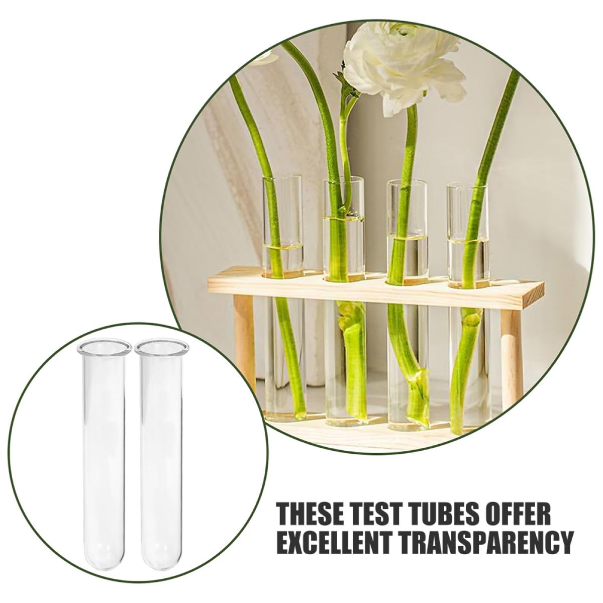 HEMOTON 4pcs Glass Test Tube Hydroponic Plant Tubes 2.5x3x18cm Propagation Vase Set for Wall Mounted and Desktop Terrarium Planter Home Décor