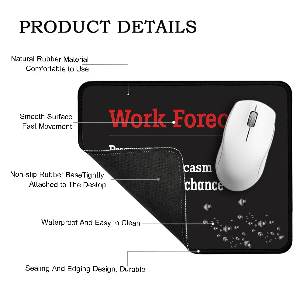 Juoqg Work Forecast Rectangular Mouse Pad, Funny Employee Mousepad, Funny Sarcastic Mouse Pad Gift for Teacher Colleague Coworker,Office Humour Gift for Employee Manager Boss Colleague