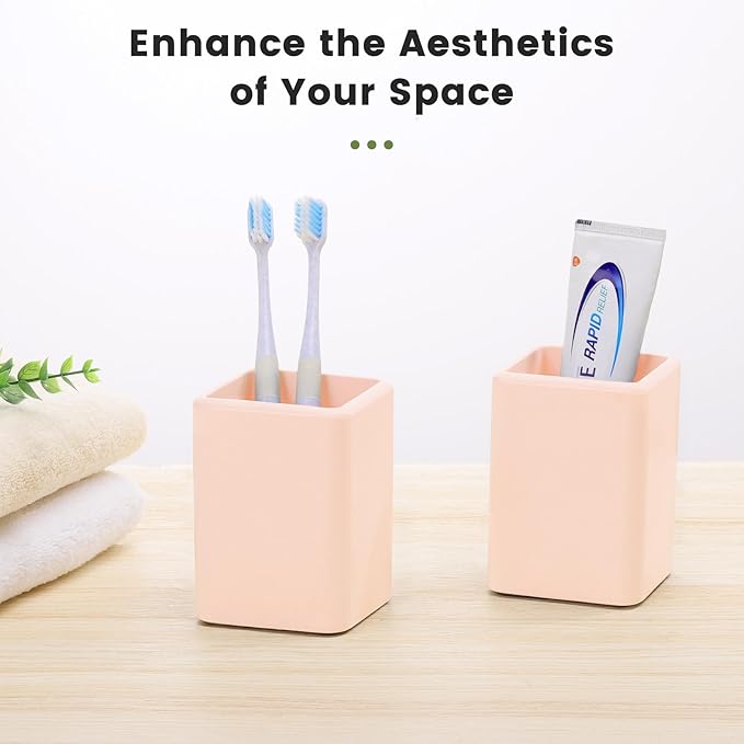 Luxspire Toothbrush Holders, 2 PCS Diatomite Toothbrush Cups, Fast Drying Toothbrush Holders for Bathroom, Toothpaste Holder for Bathroom Countertop, Pink