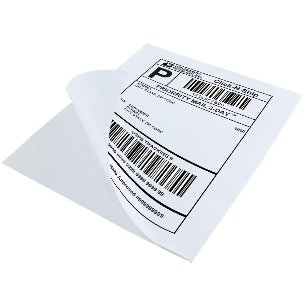 L LIKED 8.5x11 Printable White Sticker Paper Full Sheet Label, Matte, for Laser & Inkjet Printing (100 Sheets)