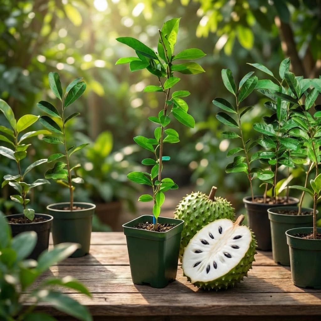 Soursop Live Plant, Tropical Soursop Fruit Tree 5-8'' Tall, Annona Muricata Tree for Growing Outdoor