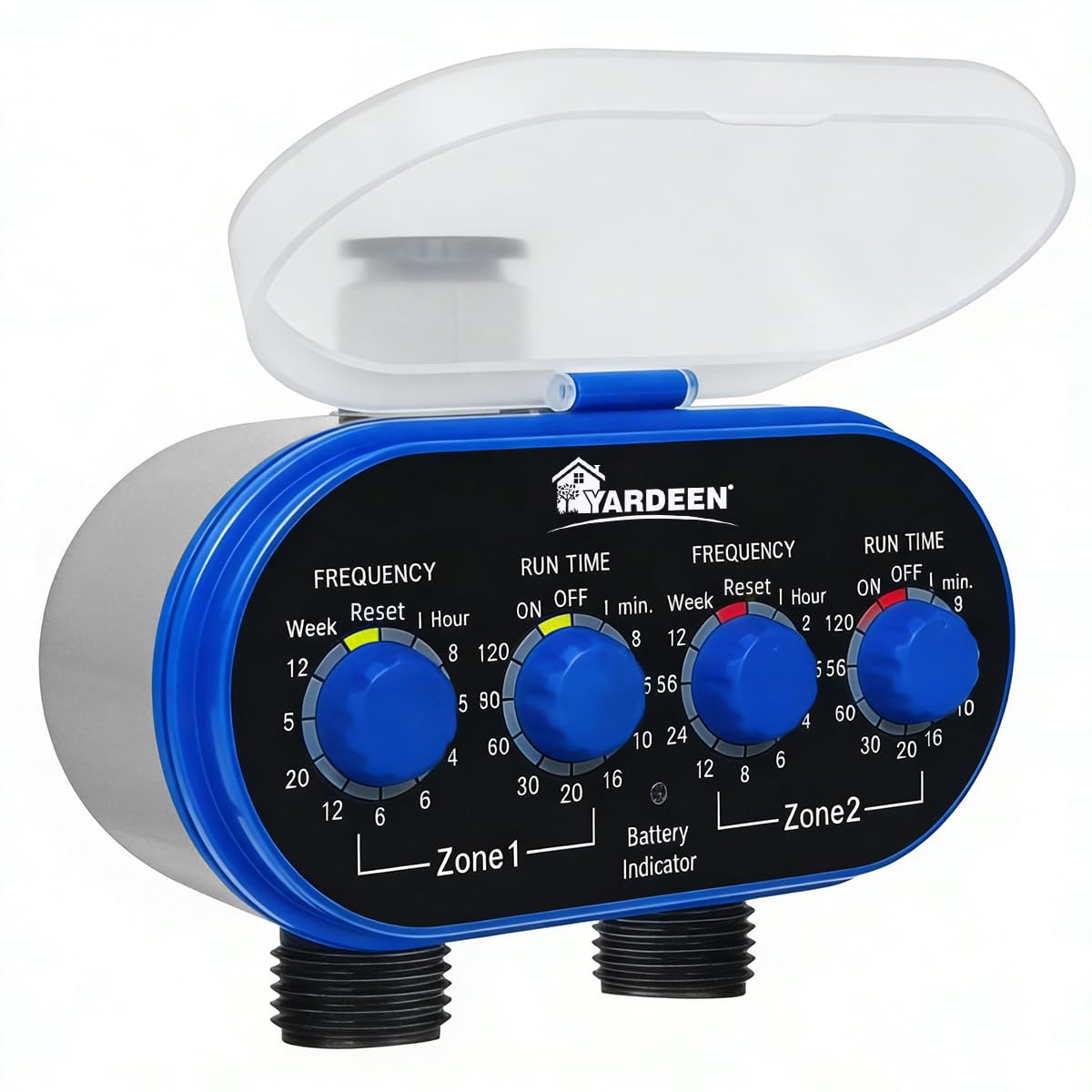 Yardeen Watering Hose Sprinkler Timer Garden Irrigation System Controller Electronic Water Timer with Two Outlets Color Blue