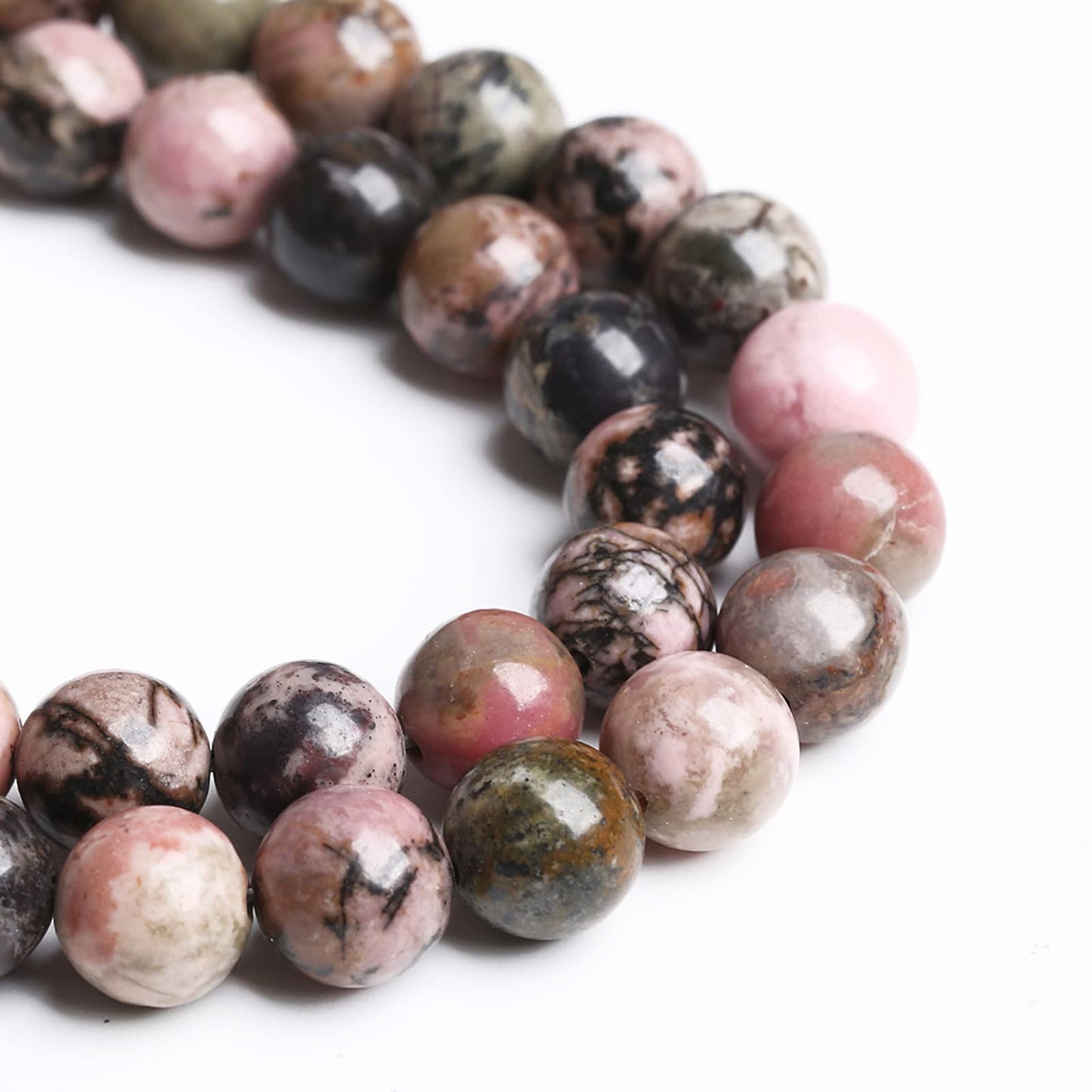 4MM 86PCS Natural Stone Black Stripe Rhodochrosite Gemstone Beads for Jewelry Making DIY Bracelet Necklace Semi Precious Crystal Beads