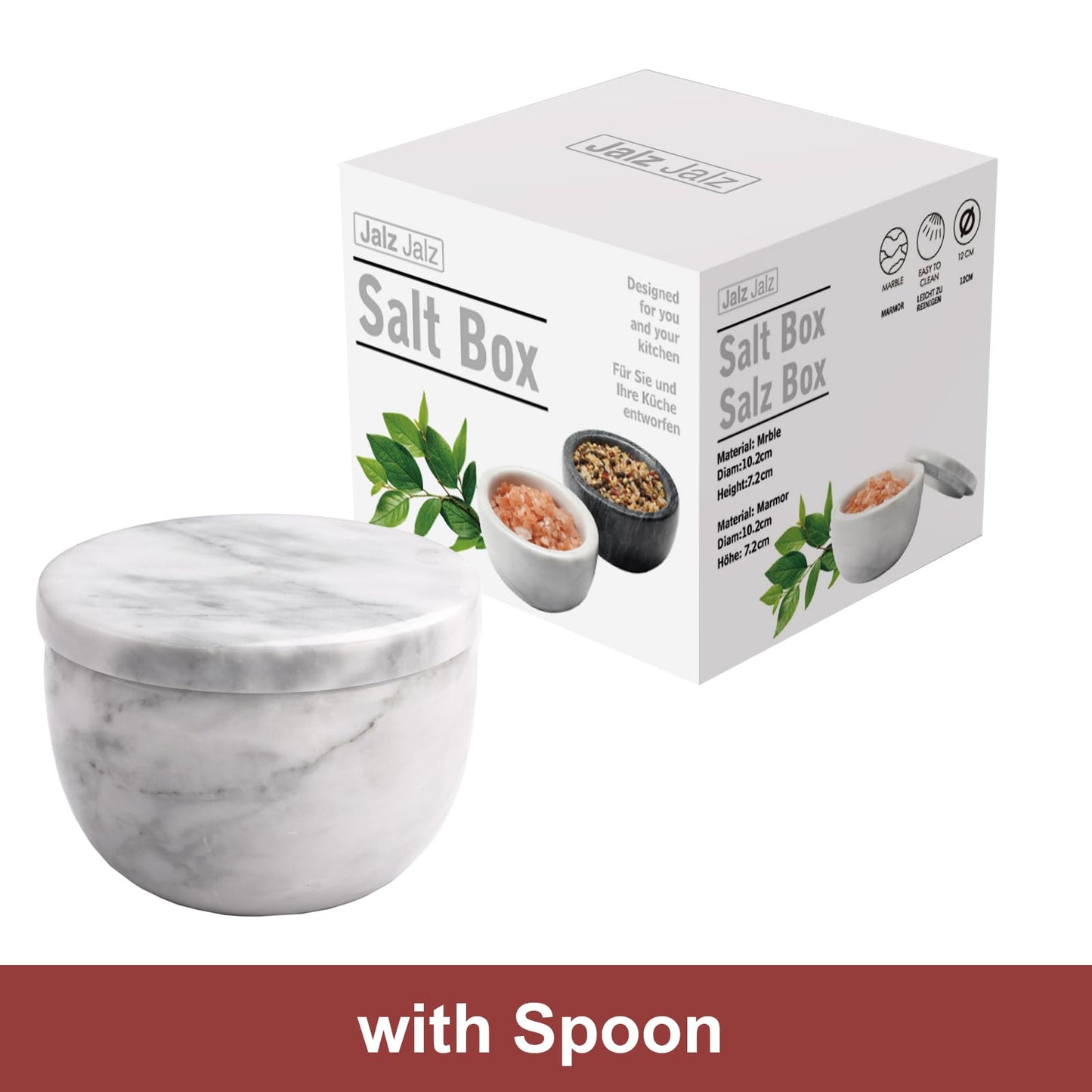 jalz jalz Marble Salt Holder Salt Box Spice keeper Black Big Salt Cellar Natural Material Salt Container Spice Cellar Large Capacity