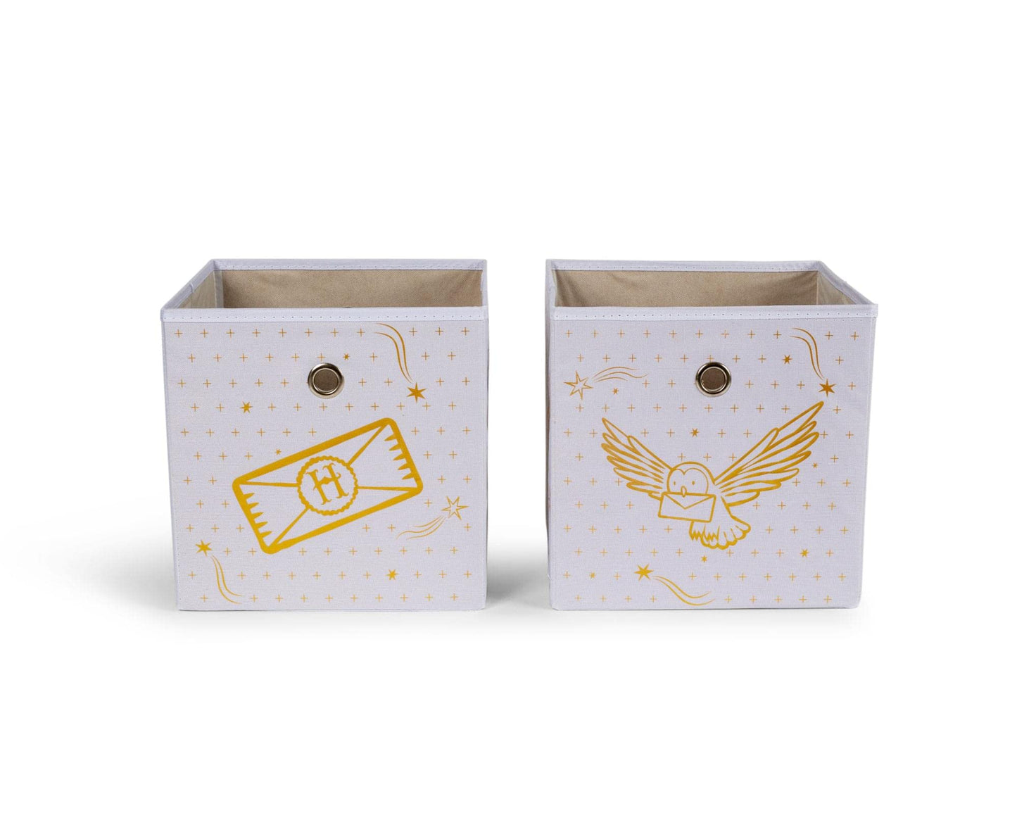 Ukonic Harry Potter Hedwig 11-Inch Storage Bin Cube Organizers, Set of 2 | Fabric Basket Container, Cubby Cube Closet Organizer | Wizarding World Gifts And Collectibles