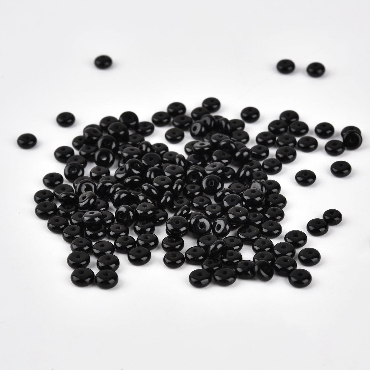170pcs 4x2mm Natural Black Onyx Disk Rondelle Spacer Agate Stone Semi Precious Gemstone Loose Beads for Jewelry Making 15 Inch
