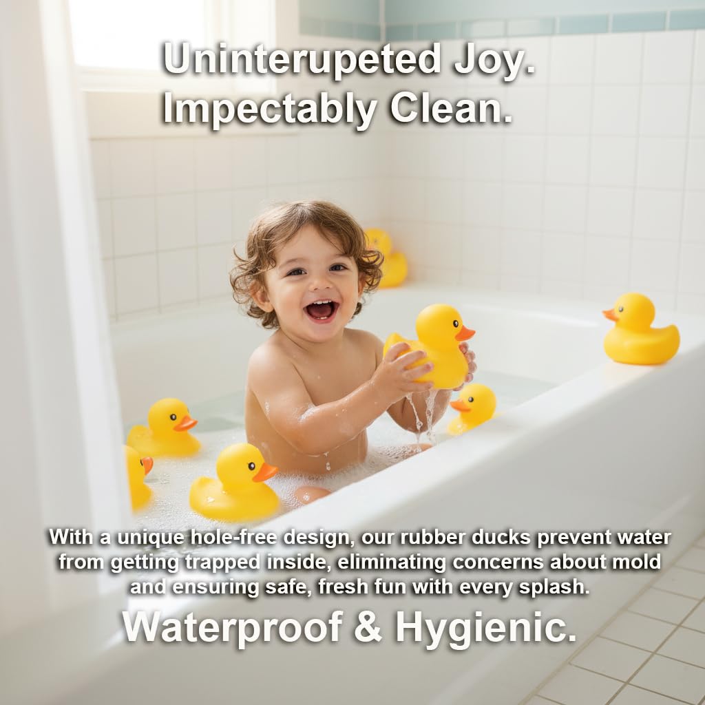 3 inch Kalafona Rubber Yellow Ducks/ Ducky No Hole Waterproof No Squeak Bath/Pool/Water Float Toy Stuffed with Sealed Plug Without Hole for Kids in Bulk