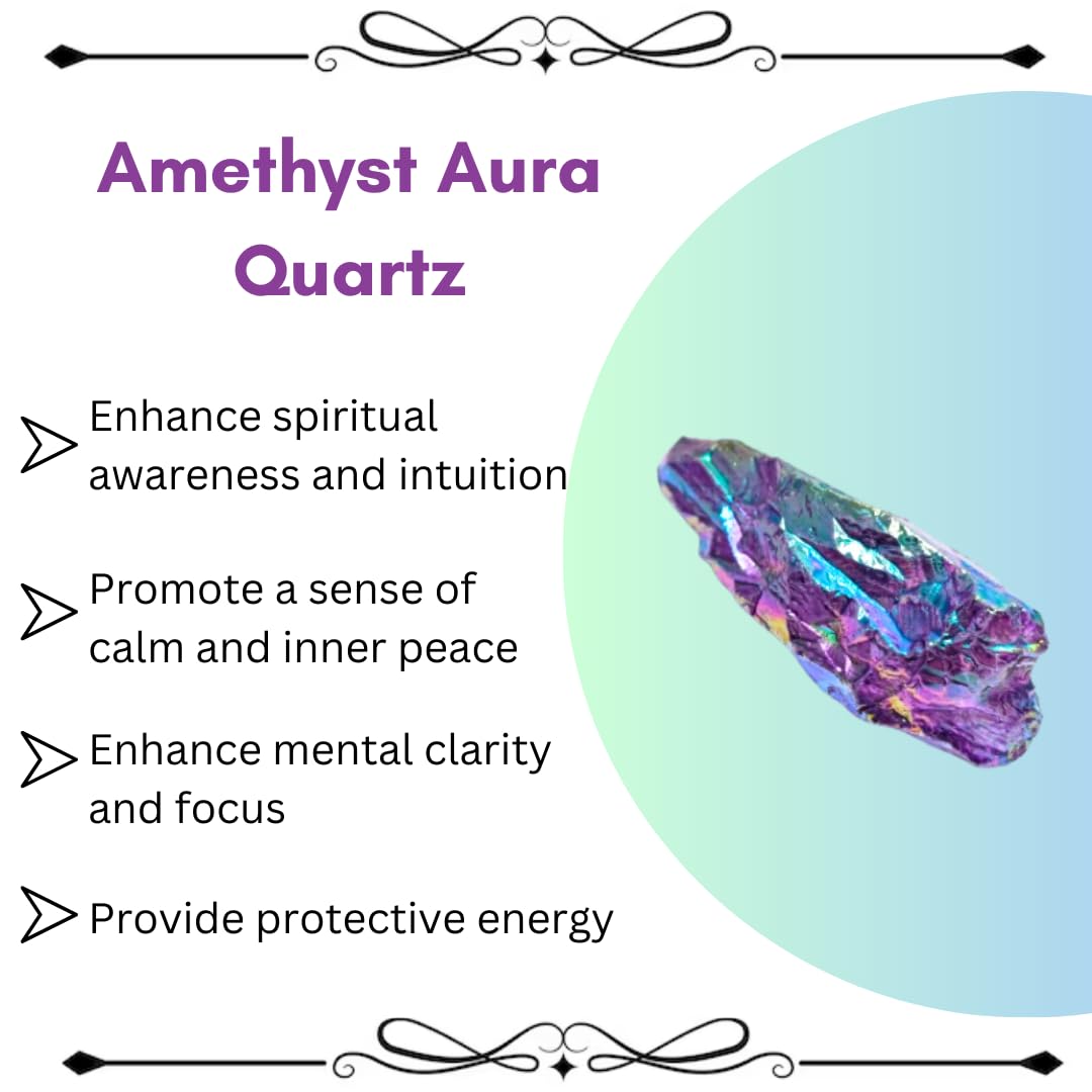 Crystals, Rocks, Jade, Crystals and Healing Stones, Witchcraft Supplies, Healing Crystals, Stones, Healing Stones, Rock Collection, Agate, Raw Stones (Amethyst Aura Quartz, 2 Pcs)