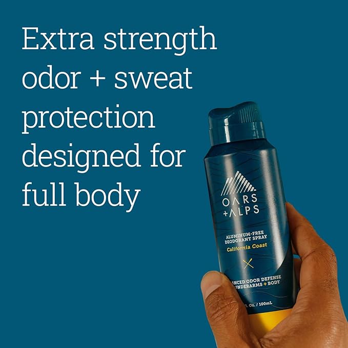 Oars + Alps Spray Deodorant for Men and Women, Aluminum Free Deodorant and Full Body Spray, California Coast, 3 Pack