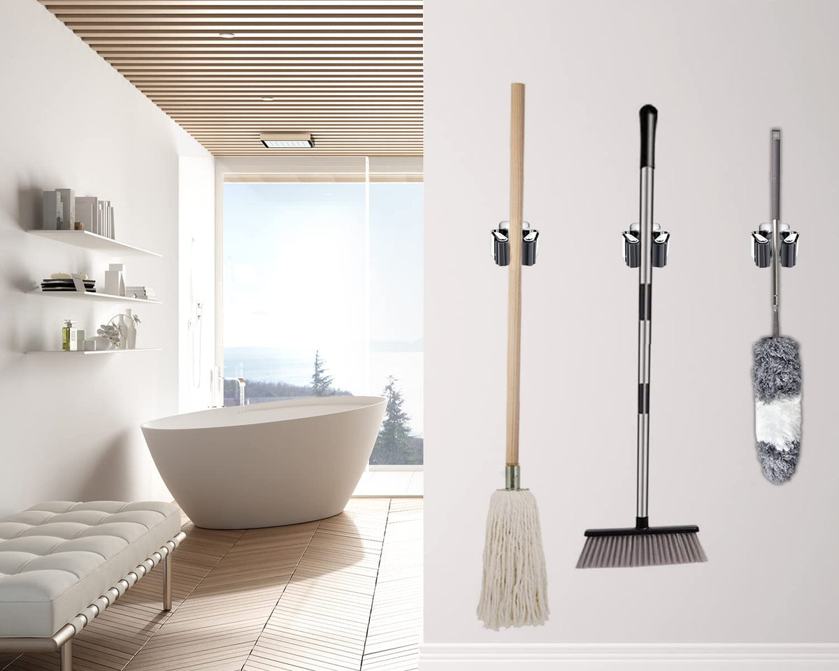 6 Pack Broom Holder Wall Mount (6 Count)