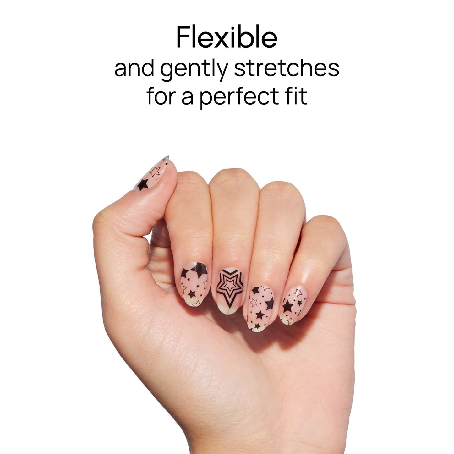 Color Street Shoot for the Stars Nail Strips - Clear with Abstract Star Designs - Wear Solo or Layer -Clear Finish -16 Double-Ended Nail Polish Strips