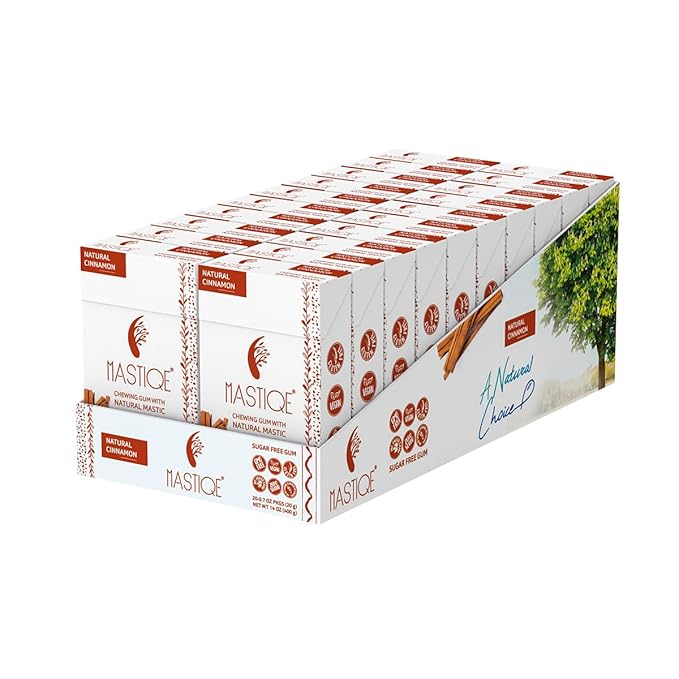 Mastiqe Sugar Free Hard Chewing Gum with Natural Mastic (Cinnamon, 20 Count)