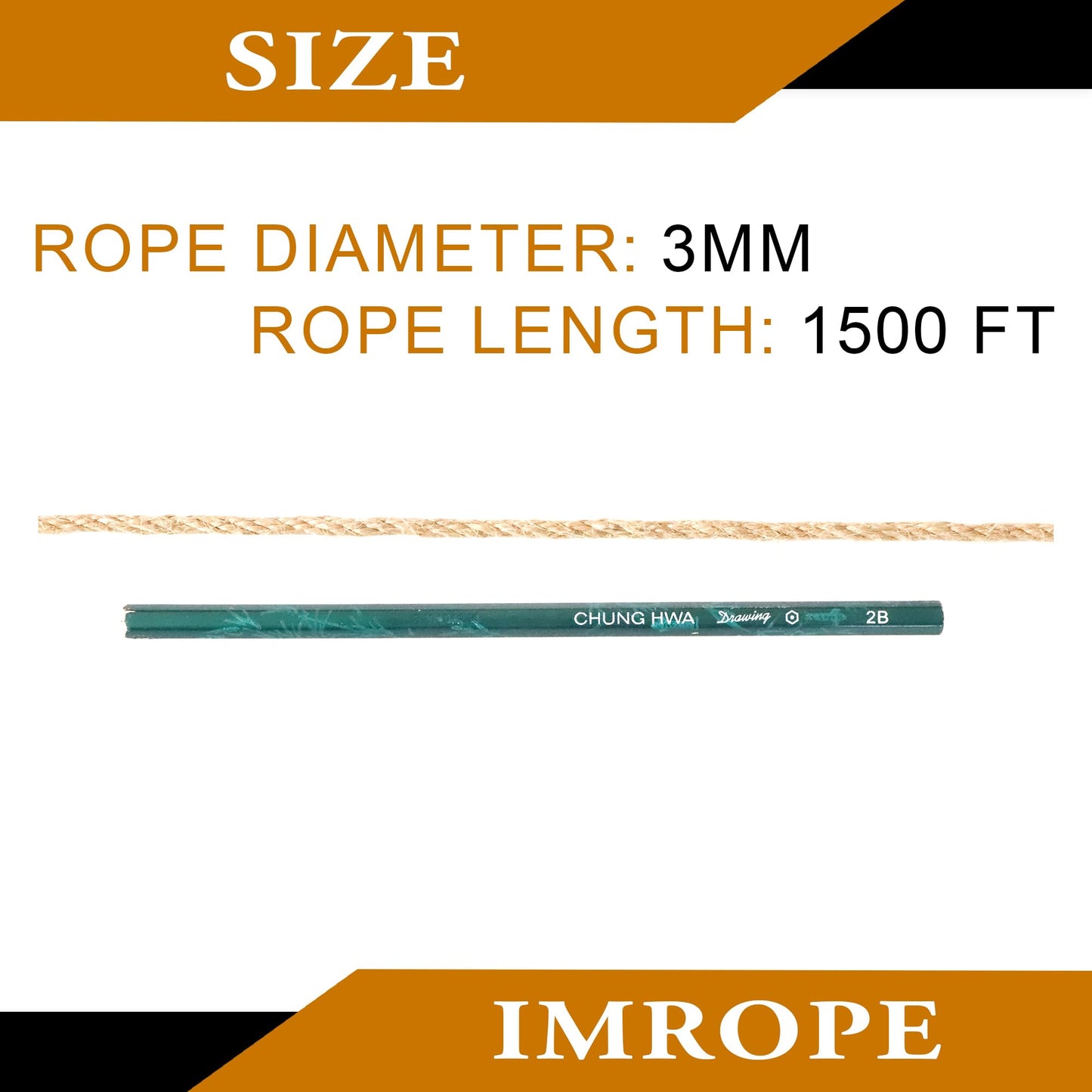 IMROPE 3mm x 1500 Feet Natural Jute Rope, Twine for Gardening Tomato Climbing Plant Tie Floristry Crafts Gift Wrapping Packing Decor