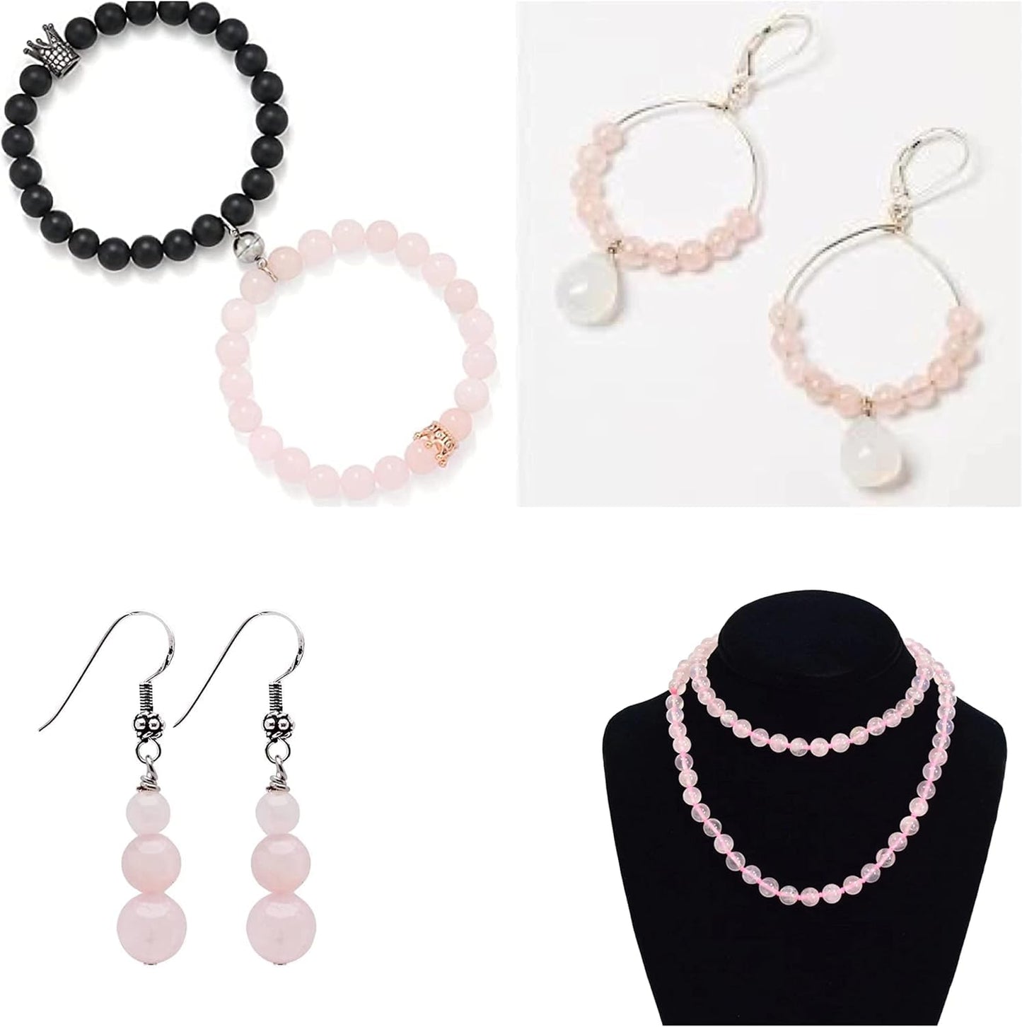 About 60pcs 6mm Natural Stone Beads Rose Quartz Beads Crystal Gemstone for Jewelry Making, DIY Bracelet Necklace