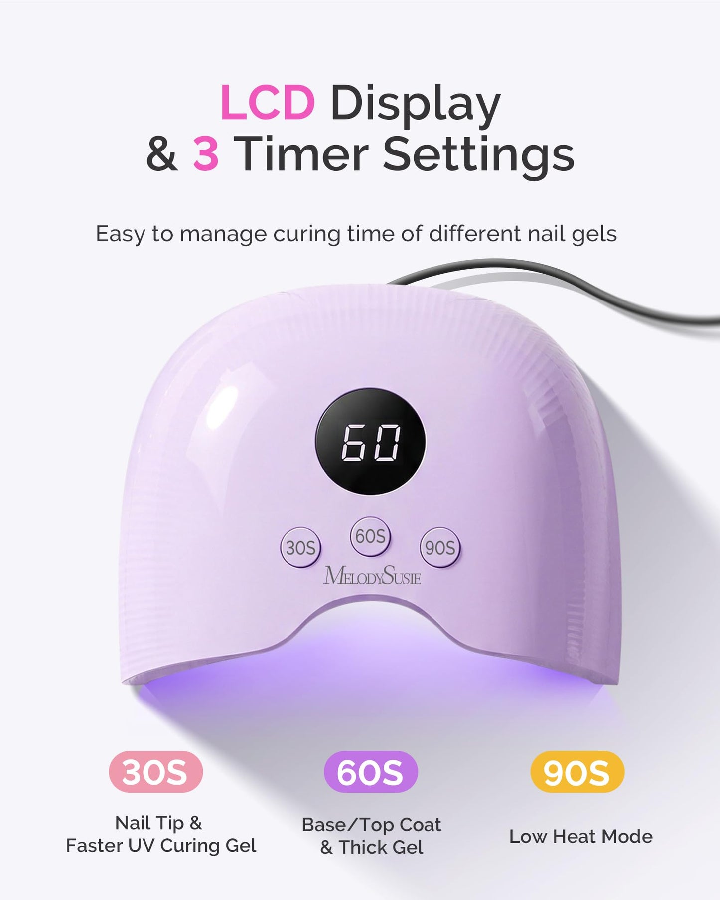 MelodySusie Compact LED UV Nail Lamp with UV Gloves, P-PLUS30A Nail Dryer with Smart Sensor Cures All Gels, Especially Rhinestone Glue, Liner & Cat Eye Gel Polishes for Advanced DIY at Home, Purple