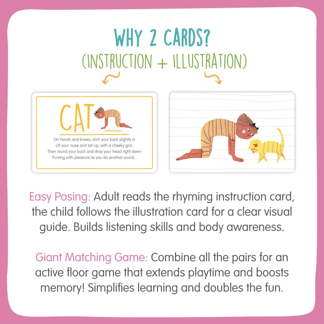 YOGi FUN Yogi Kit Card Game, 40 Yoga Cards Rhyming Game, Award Winning Educational Activities, Includes 2 Cardboard dice. for ADHD, Therapy, Montessori, Waldorf, Classroom