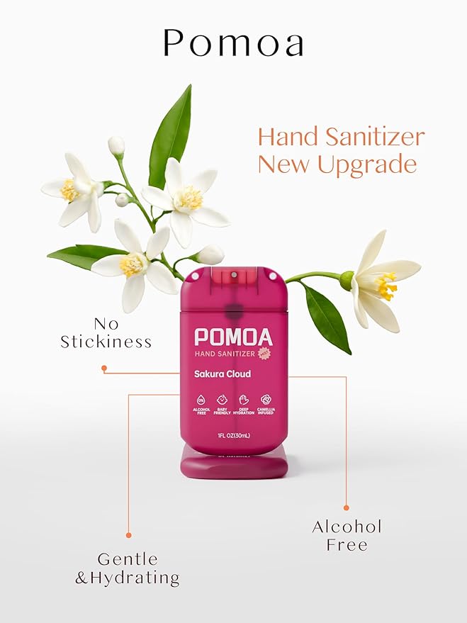 Alcohol Free Hand Sanitizer Spray, Non Irritating, Hydrating and Non Greasy, Gentle Fine Mist, Travel-Friendly Pocket Size 1 Fl Oz, Sakura Cloud