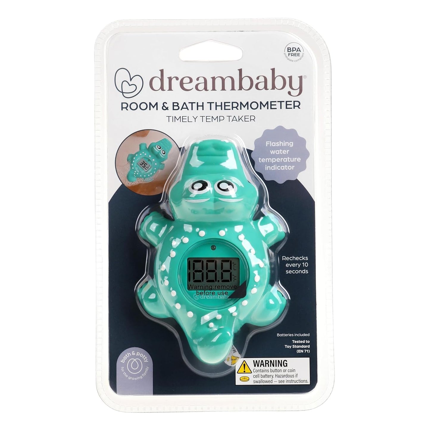 Dreambaby Floating Crocodile Bath Thermometer - Water Temperature Monitoring for Newborns, Infants, Toddlers - Croc Toy with Fahrenheit Display
