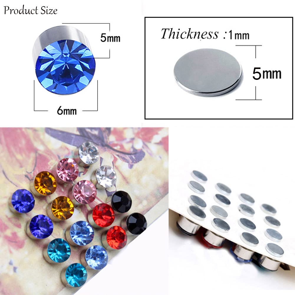 Spiritlele 12 Pairs Magnetic Earrings Set Crystal Clip on Non Piercing Fake Stud Earrings