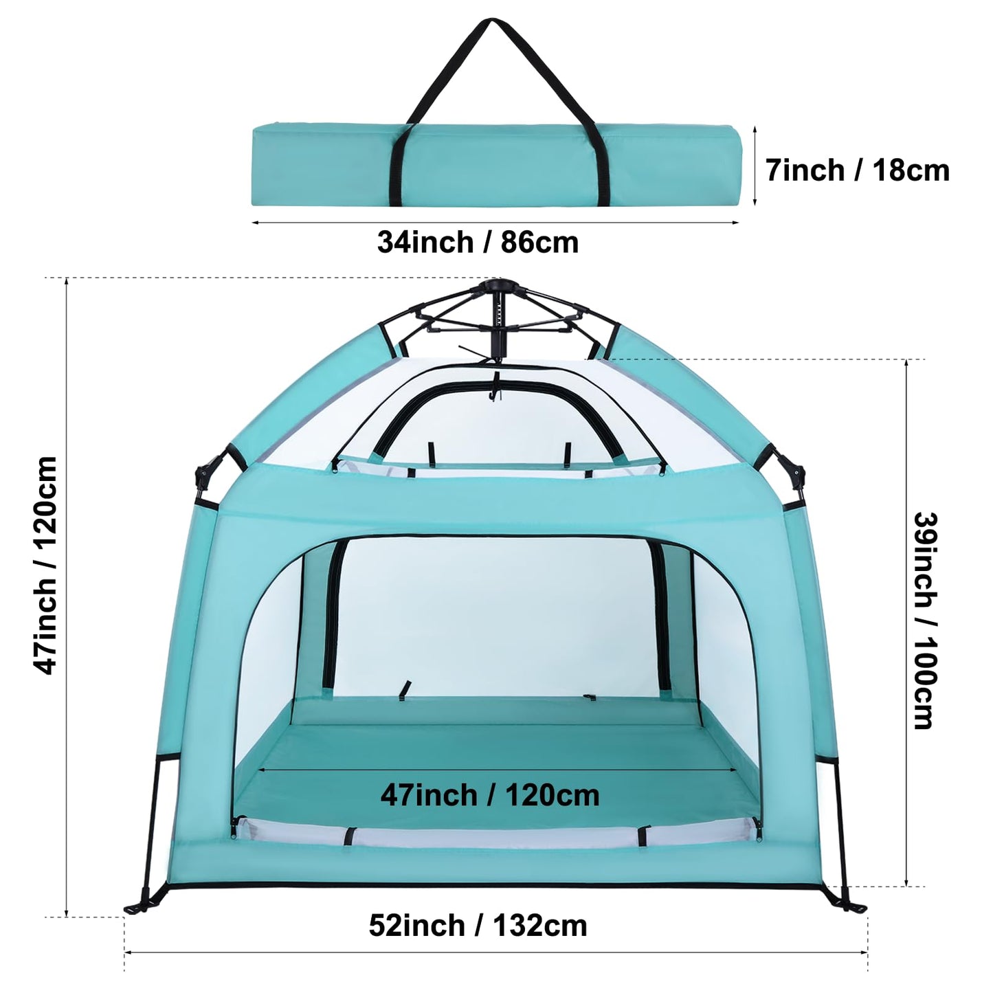 Bend River Portable Baby Playpen with Canopy, Infant Play Yard, Beach Tent, Mosquito Net for Indoor and Outdoor (Green)